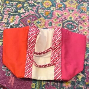 Victoria's Secret Red and Pink Color-Block Tote
